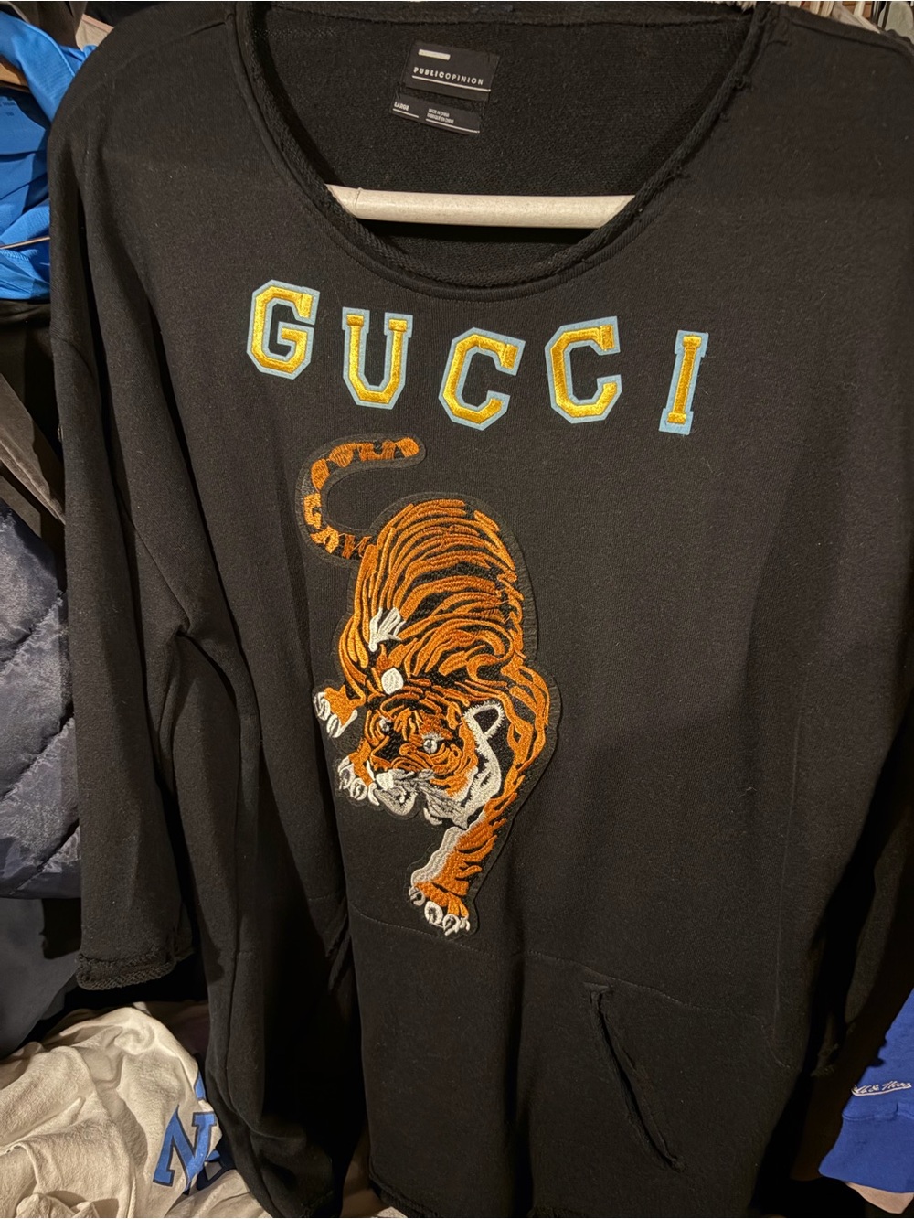 Public opinion x Gucci collaboration 3/4 sleeve black sweatshirt size large